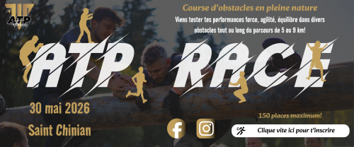 bannière publicitaire pour un évènement sportif course d'obstacle.